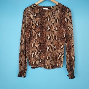 Allison Joy Blouse Size XS Snake Print Long Sleeve